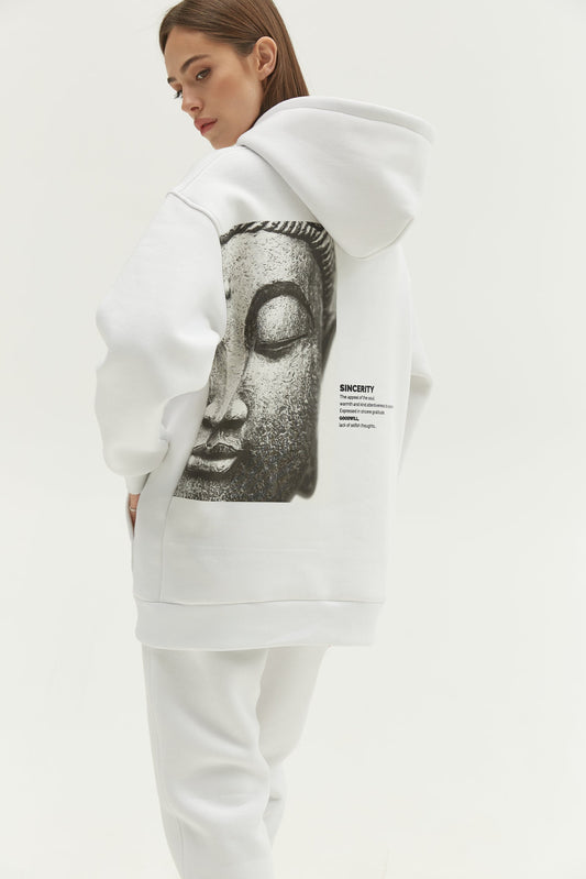 Hoodie Budda White